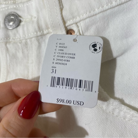 Levi's 501 Free People NWT Women's 31 x 28 Skinny Jeans Snow White Denim Pants - Picture 4 of 8